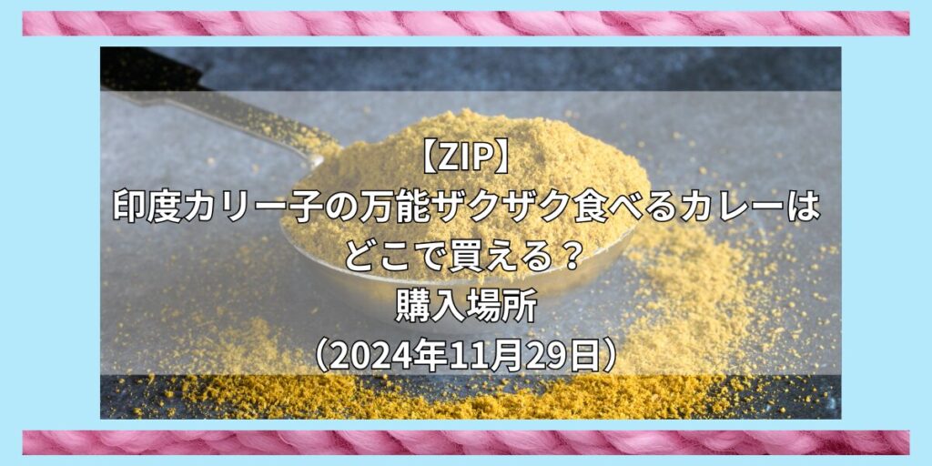 【ZIP】印度カリー子の万能ザクザク食べるカレーはどこで買える？お取り寄せ情報（2024年11月29日）