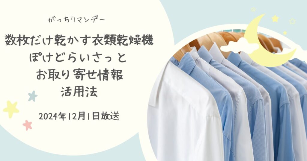 【がっちりマンデー】一芸家電「ぽけどらいさっと」はどこで買える？お取り寄せ情報（2024年12月1日）