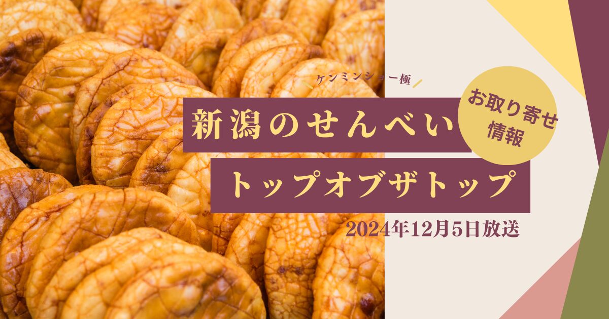 【秘密のケンミンショー極】新潟せんべいお取り寄せ情報（2024年12月5日放送）