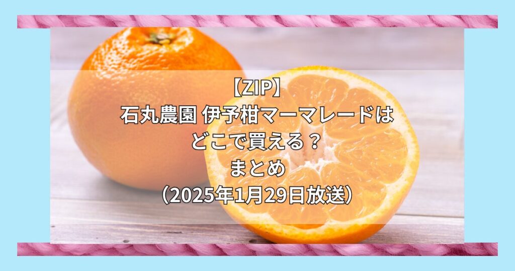 【ZIP】石丸農園 伊予柑マーマレードはどこで買える？お取り寄せ情報（2025年1月31日放送）