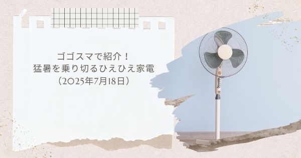 ゴゴスマで紹介!猛暑を乗り切るひえひえ家電 のれせん2 ベルトファンなど(2025年7月18日