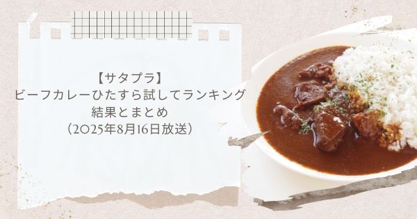 【サタプラ】ビーフカレーひたすら試してランキング結果とまとめ（2025年8月16日放送）