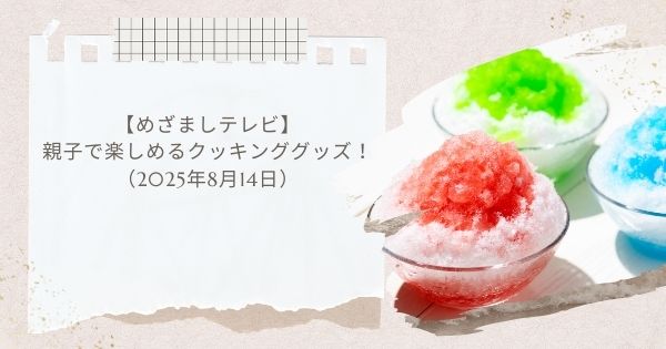 【めざましテレビ】親子で楽しめるクッキンググッズ！おひとりフライヤー・ひんやりそうめん・かき氷器など（2025年8月14日）