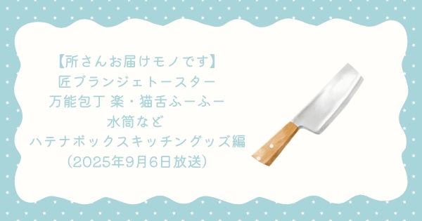 【所さんお届けモノです】匠ブランジェトースター・万能包丁 楽・猫舌ふーふー・水筒など ハテナボックスキッチングッズ編